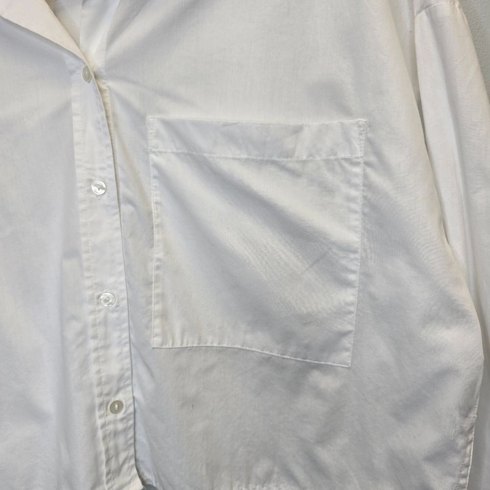 Abercrombie & Fitch Womens M White Cropped Long Sleeve Button-Up Shirt - Picture 11 of 12